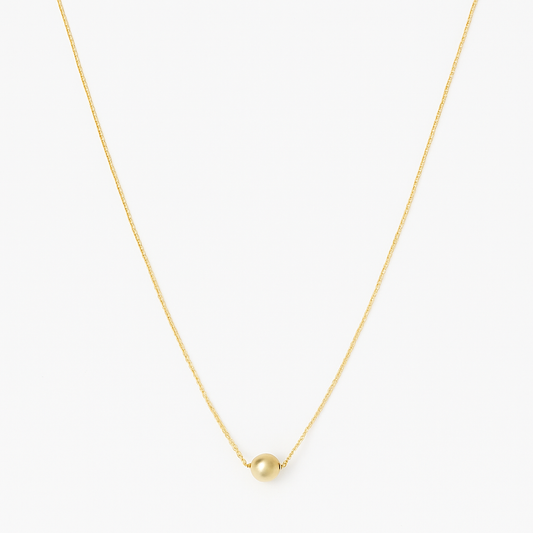 Women’s Gold-Plated Necklace with Single Bead Pendant