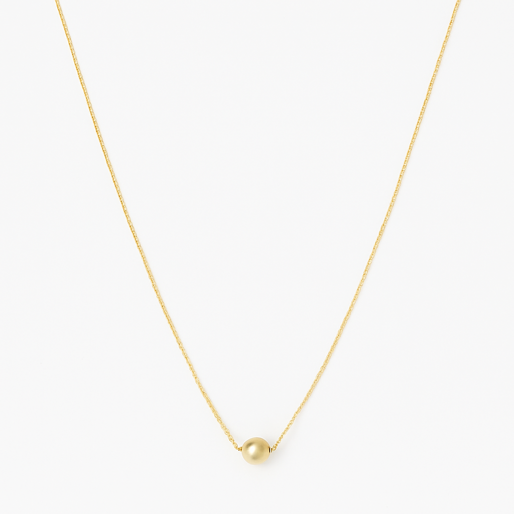 Women’s Gold-Plated Necklace with Single Bead Pendant