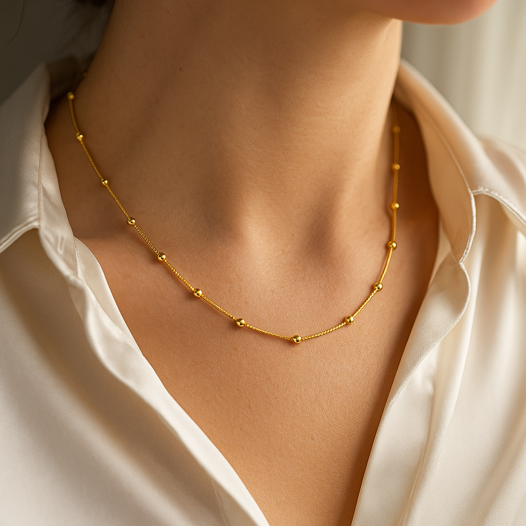 Women’s Gold Bead Chain Necklace