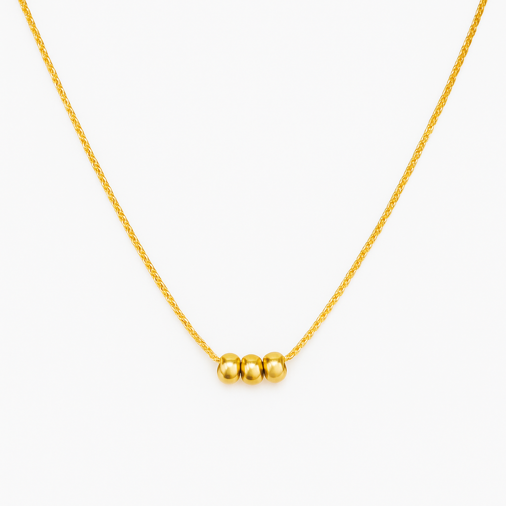 Women’s gold-Plated Necklace with Triple Bead Pendant