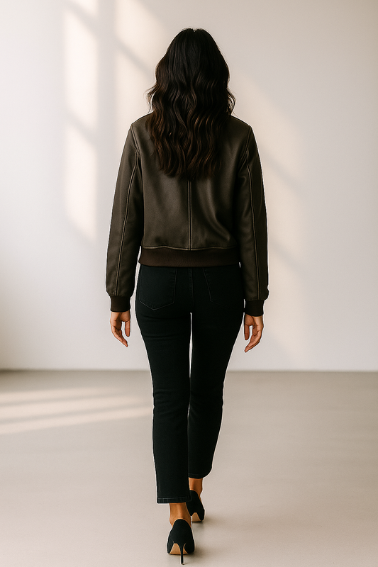 Women's bomber-style jacket with zip fastening and pockets