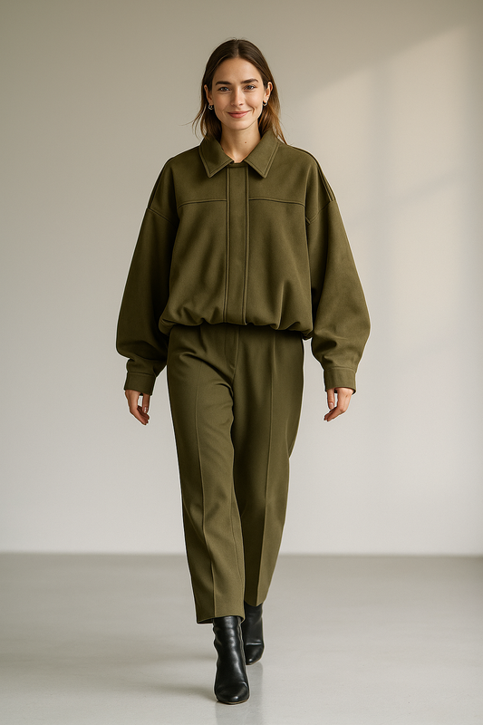 Women's oversized bomber jacket with zip fastening