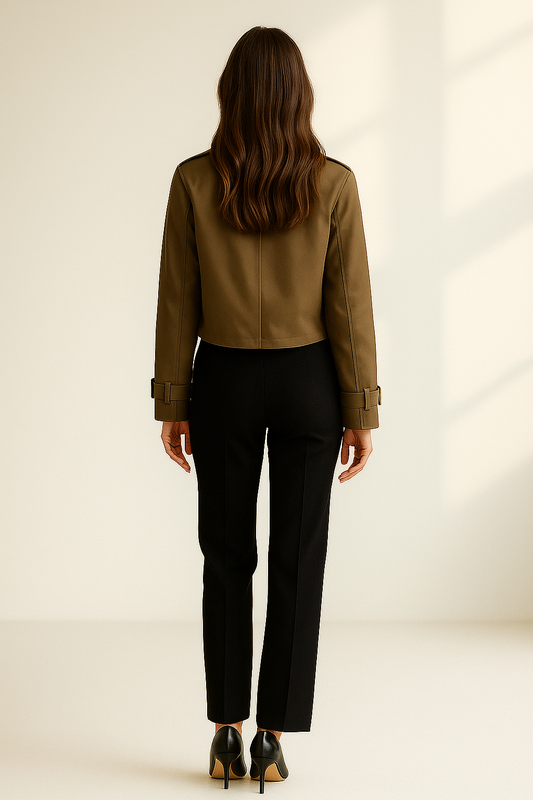 Women's short double-breasted trench-style jacket
